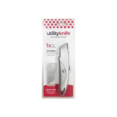 Natural Home Utility Knife Carded: Steel Craft Cutting Tool, Silver, 10.125" Length, Compatible with Movers & Shapers Pro