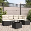 vidaXL 6 Piece Patio Sofa Set with Cushions Black Poly Rattan - Black and Cream With Table - 2 of 4