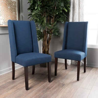 2 Sets of Navy Blue Upholstered Dining Chairs - Fabric Seat and Backrest, Durable and Stylish Furniture Pair