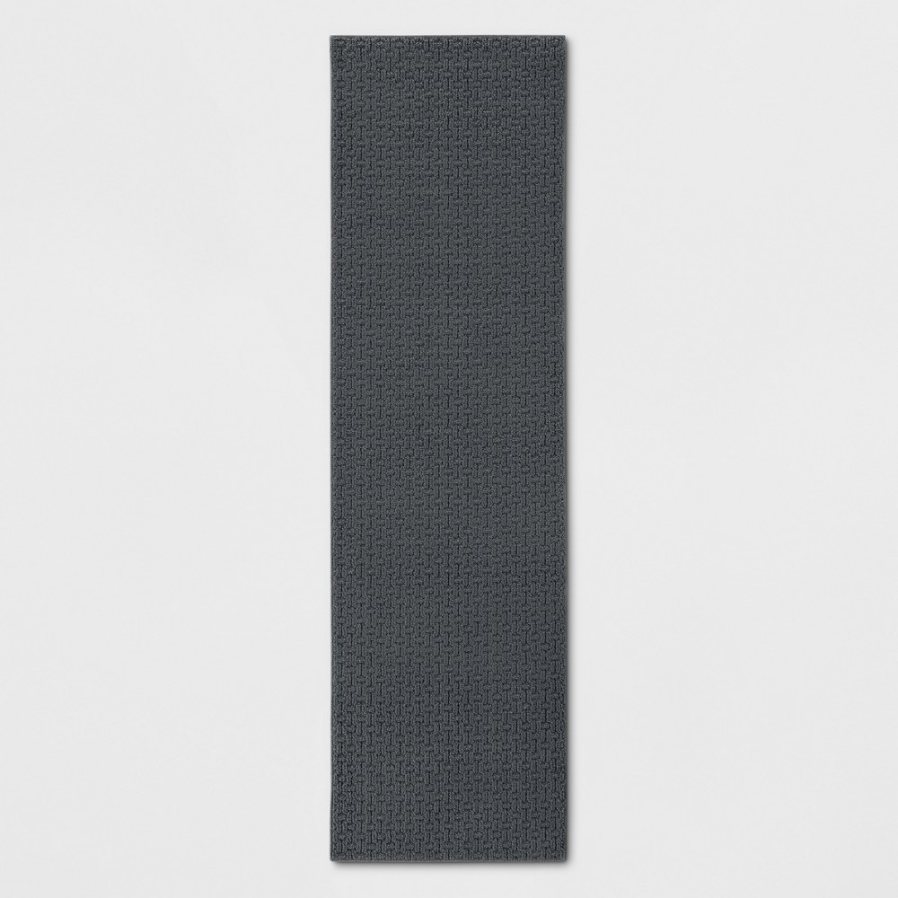 2'x7' Washable Solid Machine Tufted Runner Rug Gray - Threshold™: Skid-Resistant Indoor Carpet Runner, Low Pile