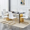 7-Piece Dining Set with Rectangular Table and 6 PU Armless Chairs - 3 of 4