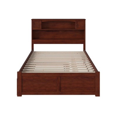 Newport Full/Double Captain's Bed with Bookcase Headboard and Storage Trundle in Walnut