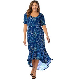 Jessica London Stretch Knit Flounce Hem Maxi Dress - 1 of 4