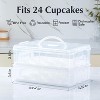 24 Count 2-Layer Cupcake Carrier with Lid & Handles, Reusable Cupcake Box for Cookies Cakes Brownies - 2 of 4