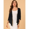 Allegra K Women's Open Front Solid Self Tie Lightweight 3/4 Sleeve Shrug Cardigan - 3 of 4