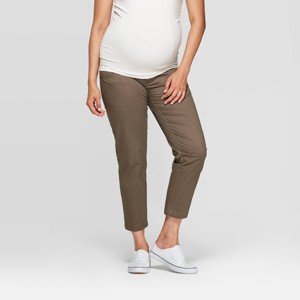 Maternity Crossover Panel Chino Pants - Isabel Maternity by Ingrid & Isabel Taupe Gray 2, Women