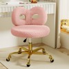 ROOMTEC Vanity Chair with Wheels, Swivel Makeup Chair,Bedroom Height Adjustable Chair with Upholstered and Cute Bow Backrestst - 3 of 4