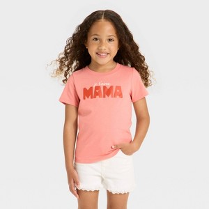 Toddler Girls' Je T'aime Mama Graphic T-Shirt - Cat & Jack™ Coral Orange - 1 of 4