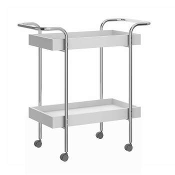 Storage Cart with 2 Tier Design and Metal Frame White/Chrome - The Urban Port