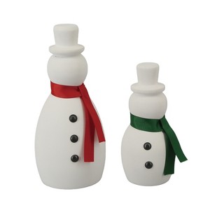 Transpac Wood Snowmen with Scarves Set of 2 Charming Decorative Figurines for Christmas Indoor Tabletop Decor Gifts - 1 of 1