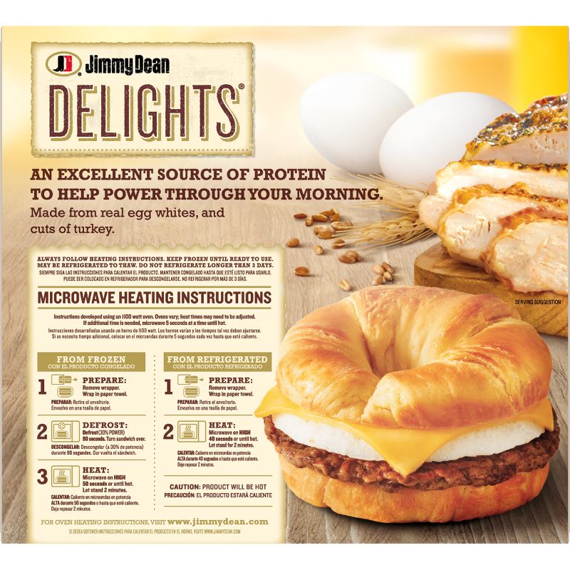 Jimmy Dean Delights Turkey Sausage, Egg Whites, & Cheese Frozen Croissant - 4ct, 2 of 14