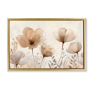 Stupell Industries Neutral Wildflowers Floral Blossoms Floating Frame Canvas Art - 1 of 4