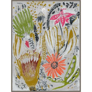 32" x 42" Tropical Blooms I by Maya Woods: Amanti Art Framed Canvas - Modern Botanical Decor - 1 of 4