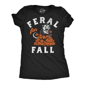 Womens Funny T Shirts Feral For Fall Sarcastic Possum Graphic Novelty Tee For Ladies - Crazy Dog Women's T Shirt for Animal Lovers Black XXL - 1 of 4