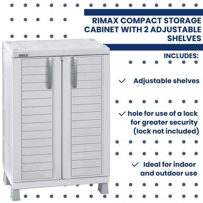 Light Gray Polypropylene Freestanding Office Storage Cabinet with Adjustable Shelves