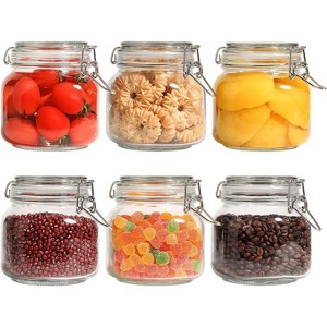 27oz airtight glass jars with lids, 6-pack, square food storage jars, suitable for kitchen storage - 1 of 4