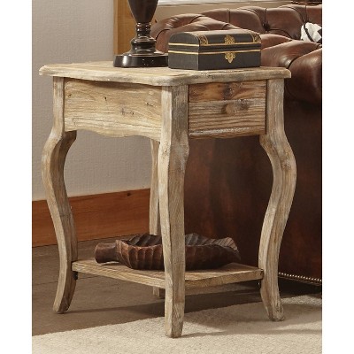 Rustic Driftwood Reclaimed Wood End Table with Storage