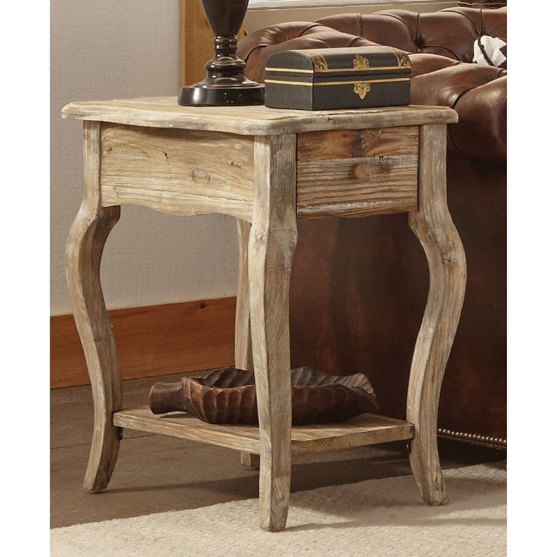 Rustic Reclaimed End Table Distressed Brown - Alaterre Furniture, 3 of 6