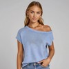 Knit & Lounge Women’s Off Shoulder Knit Sweater Short Sleeves Relaxed Fit Ribbed Hem Soft Pullover Top - 4 of 4