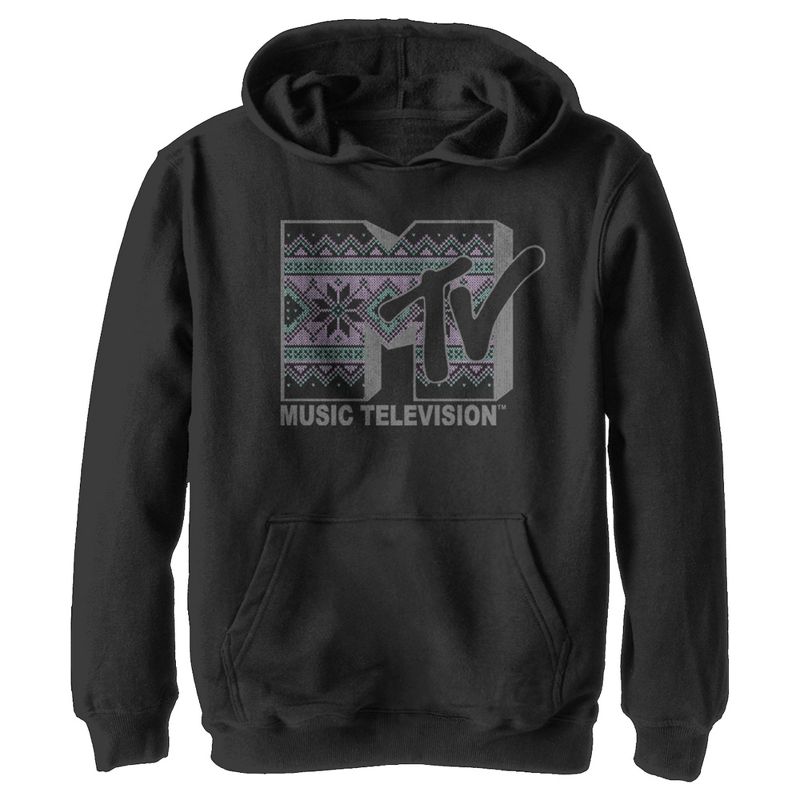 Boy's MTV Tapestry Logo Pull Over Hoodie, 1 of 4