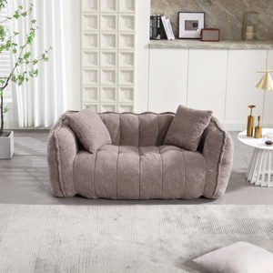 SEVOBAL Sofas Oversized Bean Bag Chair with Armrests High-Resilience Foam and Soft Chenille for Living Room Bedroom, Brown, 66"*35"*25" - 1 of 4