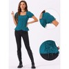 INSPIRE CHIC Women's Square Neck Solid Color Puff Short Sleeve Lace Up Gothic Blouse - 2 of 4