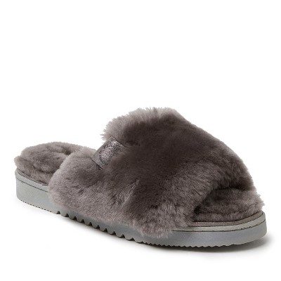 Fireside by Dearfoams Women's Cairns Genuine Shearling Fuzzy Slide Slipper