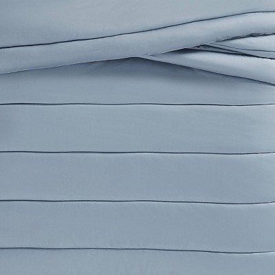 Blue Cotton Sateen Full/Queen Bedspread Set with Polyfill