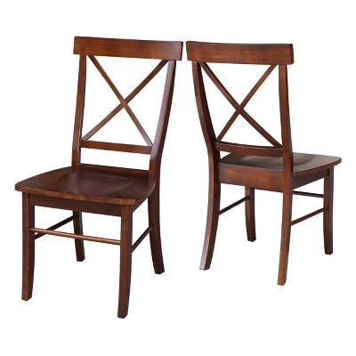 Espresso High Cross Back Solid Wood Side Chairs, Set of 2