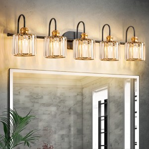 Rennnsan Arven 37" Hardwired 5 -Light Crystal Dimmable Contemporary Dimmable Vanity Light - 1 of 4