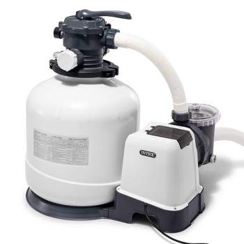 Intex 26651EG 16 Inch 3,000 GPH Above Ground Pool Sand Filter Pump with Automatic Timer and 6 Function Control for 5,500 to 19,600 Gallons Pools