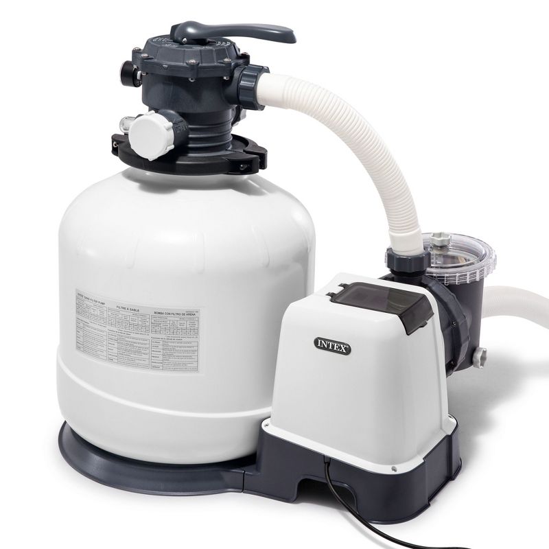 Intex 26651EG 16 Inch 3,000 GPH Above Ground Pool Sand Filter Pump with Automatic Timer and 6 Function Control for 5,500 to 19,600 Gallons Pools, 1 of 7