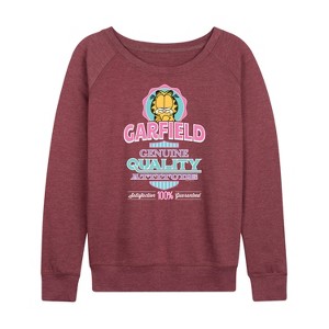 Women's - Garfield - Genuine Attitude Lightweight French Terry Wide Neck Long Sleeve Shirt - 1 of 4