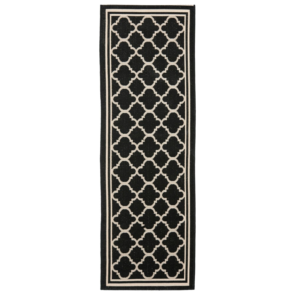 2'3inX22' Runner Renee Patio Rug Black/Beige - Safavieh