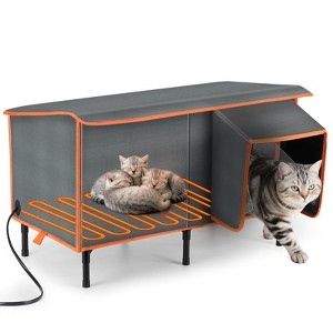 Weatherproof Outdoor Cat House with Heating Pad, Insulated Winter Shelter for Cats & Small Pets, Waterproof Oxford Cloth, Elevated Design - 1 of 4