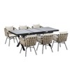 YOOCOZZ 7-Piece Outdoor Patio Dining Set with Extendable Plastic Wood Table and 6 Polyester Woven Chairs - Beige - 3 of 4