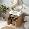 Merax Natural Wood Bathroom Vanity with Ceramic Sink, Flip Drawer, Double Door Storage & Adjustable Shelves - 3 of 4