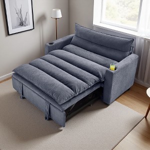 Velvet 3-in-1 Sleeper Sofa with Adjustable Backrest & Steel Frame - 1 of 4