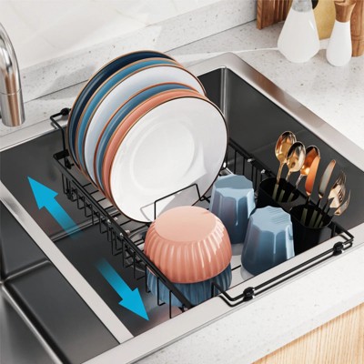 LunaLulinlk Sink Dish Drying Rack - Expandable Capacity Over Sink Dish Rack, in Sink Dish Drainer for Kitchen Counter with Utensil Holder