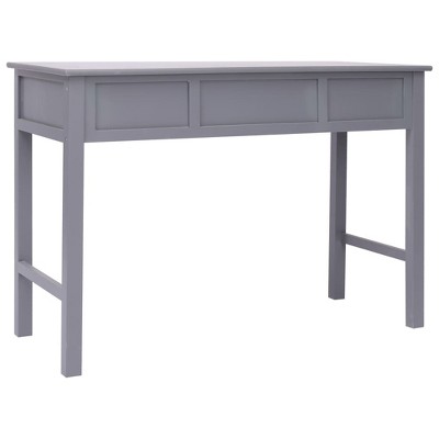 Vintage Grey Wooden Desk with Drawers and Open Compartment