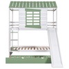 YOOCOZZ Twin over Twin Size House Bunk Bed with Convertible Slide and Trundle-White and Green - 2 of 4