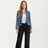 Anna-Kaci Women's Denim Jacket with Soft Ruffle Trim Open Front Design and Textured Washed Finish for Stylish Layered Outfits - 3 of 4