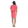 24seven Comfort Apparel Solid Color Loose Fit V Neck T Shirt Style Womens Knee Length Dress - 3 of 4