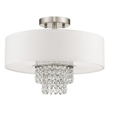 Carlisle Brushed Nickel 3-Light Semi-Flush Mount with Crystal Accents