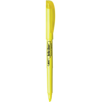 BIC Brite Liner Chisel Tip Pocket Style Highlighter, Fluorescent Yellow, pk of 12