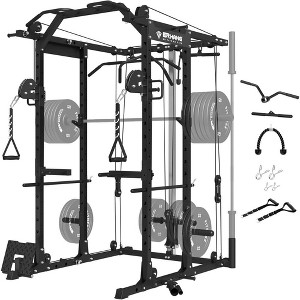 ER KANG Power Cage, 1500LBS Power Rack with Cable Crossover System, Multi-Function Workout Cage, Squat Rack Home Gym - 1 of 4