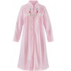 Collections Etc Smocked Embroidered Floral Zip-Front Long Sleeve Robe - 4 of 4