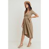 Hello Miz Women's Hi-Low Short Sleeve V Neck Maternity Wrap Dress with Belt - 3 of 4