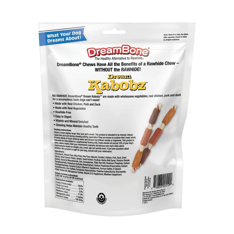 DreamBone Rawhide Free Dream Kabobz with Real Chicken,Beef and Pork Dog Treats - 18ct, 4 of 6