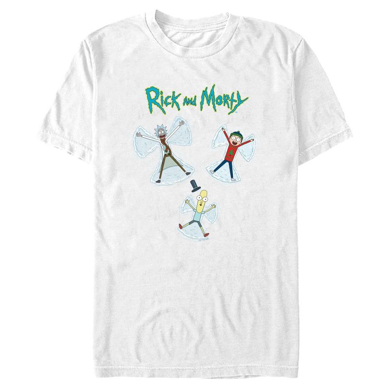Men's Rick and Morty Christmas Snow Angels T-Shirt, 1 of 6